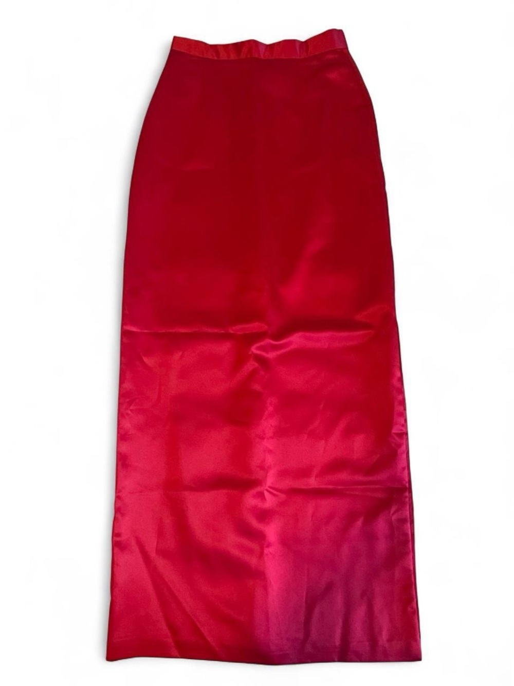 Red Satin Maxi Pencil Skirt